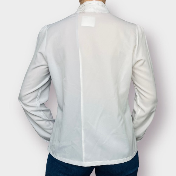 Vintage‎ 80s Grant Park Gray and White Two Tone Blouse - Picture 6 of 6